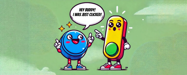 Angular Event Emitter: Cartoon-Darstellung von zwei Komponenten, die miteinander sprechen.